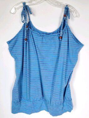 Torrid NWT Blue Rainbow Stripe Blouson Top Beaded Spaghetti Straps Sz 3x